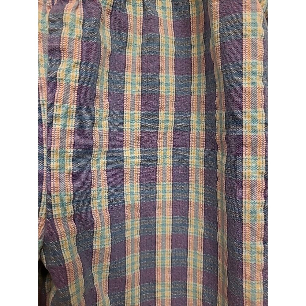 Osh Kosh B’Gosh Vintage Vestbak Pink Purple Plaid Overalls Bubble 4T Romper Deni - Picture 4 of 11